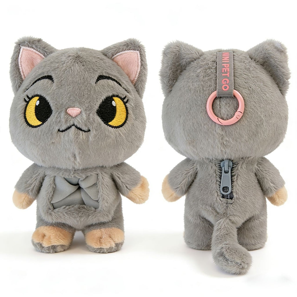 Pet Memorial Plush Cat Keychain Keepsake with Transparent Memory Pocket for Pet Hair and Pet Photos Soft Texture for Bag Keys Car Pet Carrier Adorable Design