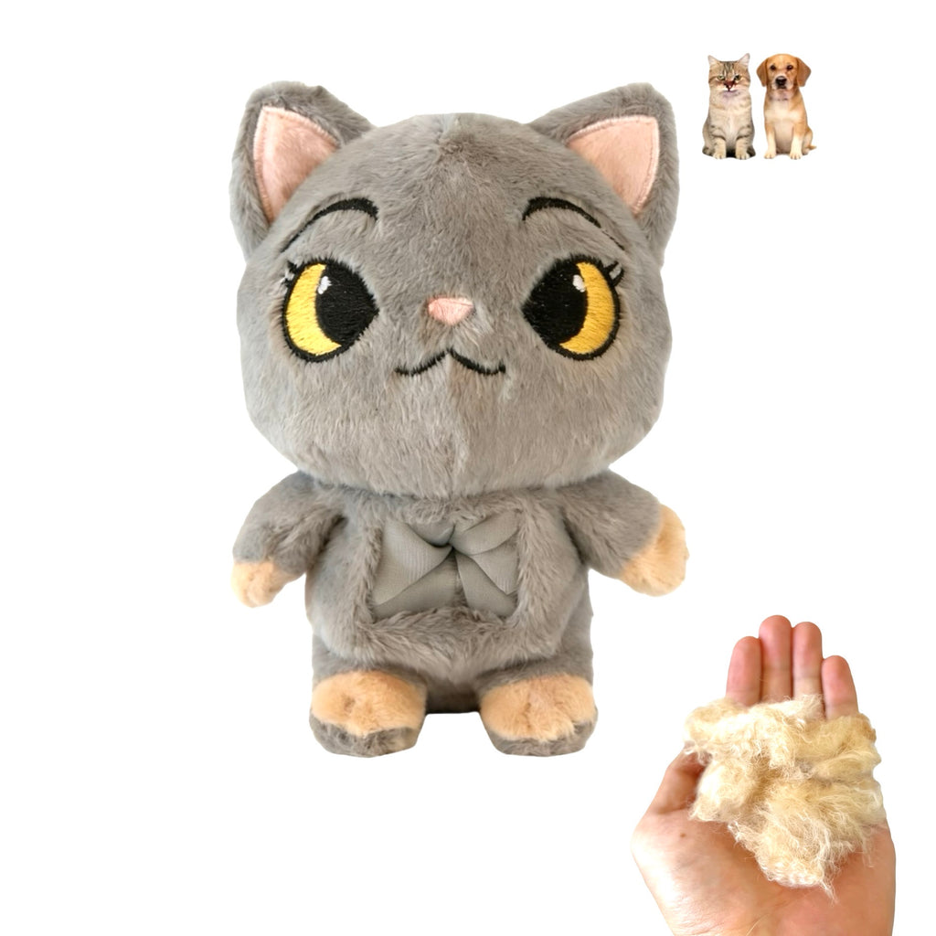 Pet Memorial Plush Cat Keychain Keepsake with Transparent Memory Pocket for Pet Hair and Pet Photos Soft Texture for Bag Keys Car Pet Carrier Adorable Design