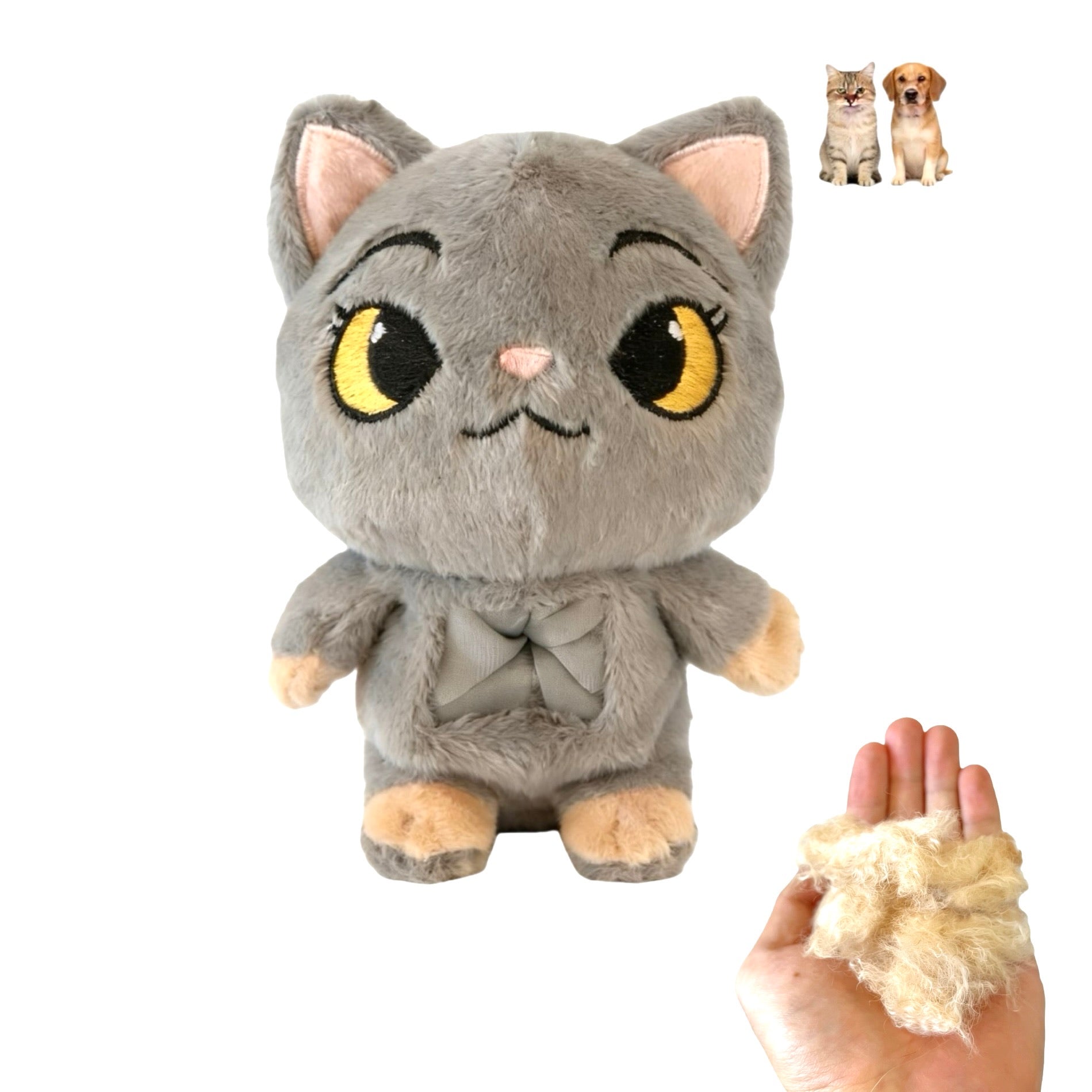 Pet Memorial Plush Cat Keychain Keepsake with Transparent Memory Pocket for Pet Hair and Pet Photos Soft Texture for Bag Keys Car Pet Carrier Adorable Design